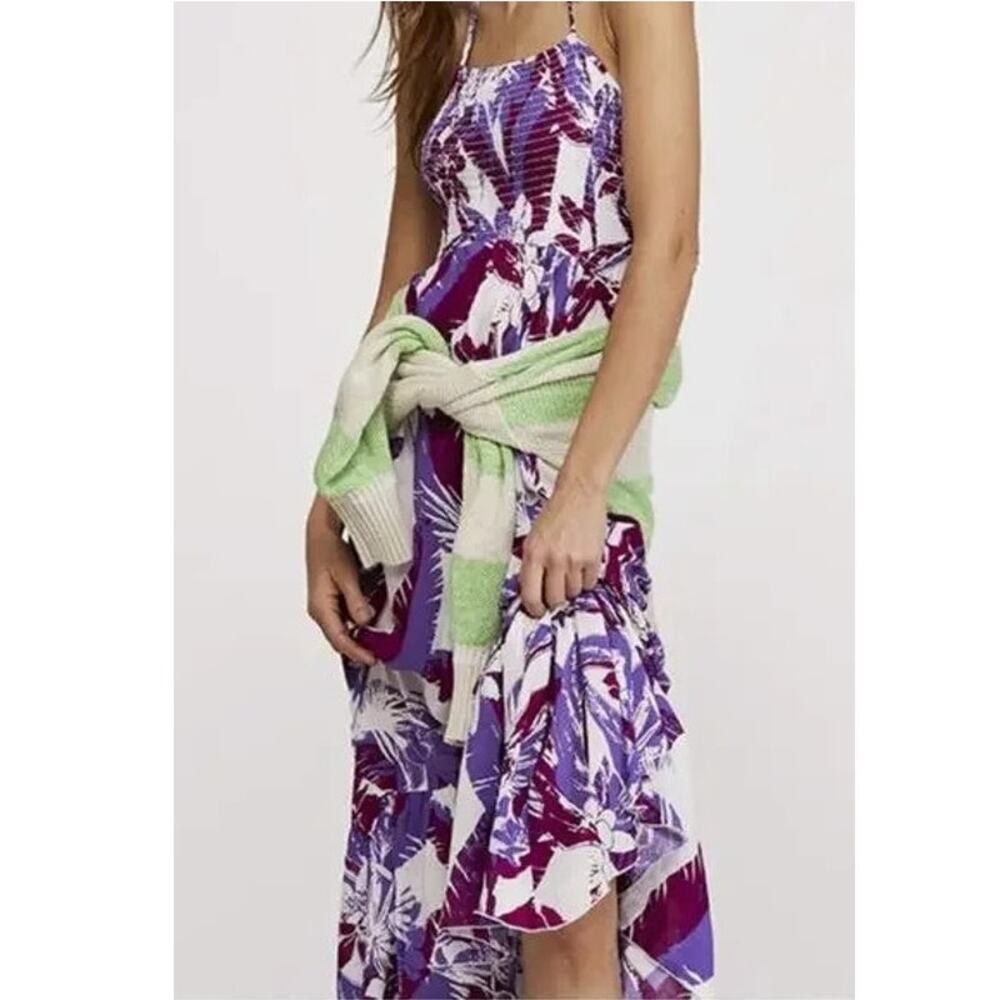 FREE PEOPLE Heat Wave Printed Maxi Slip Size Small Purple Flowy